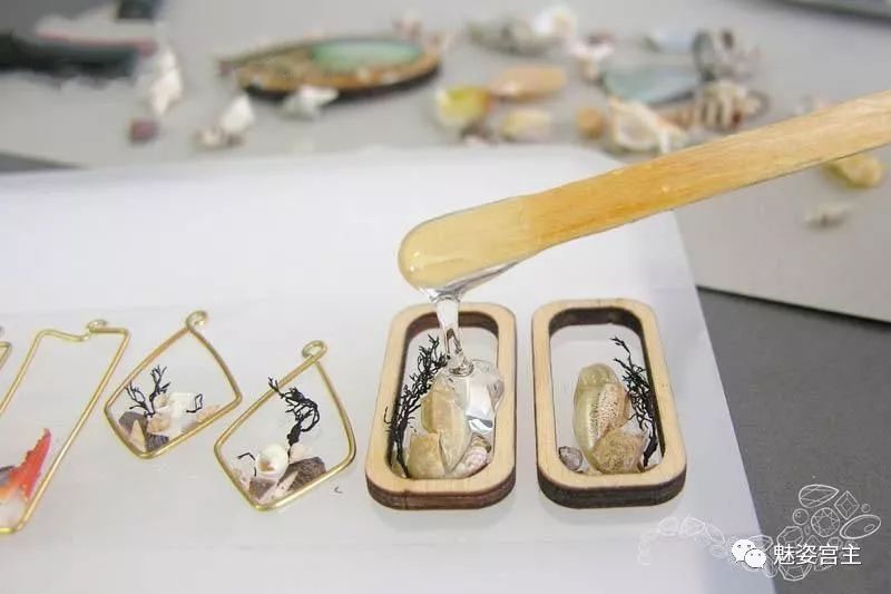 打造树脂和贝壳吊坠耳环，手工制作滴胶耳环饰品