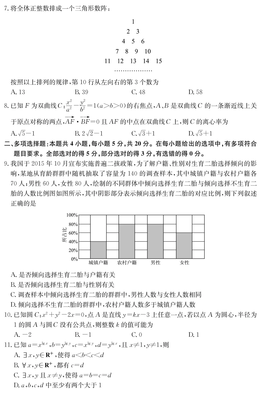 2020年高考数学模拟检测卷附答案