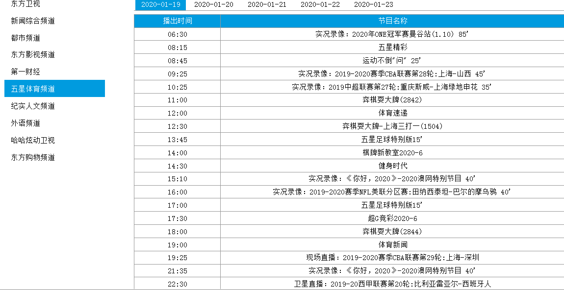 五星体育今日节目单：直播CBA上海，西甲武磊