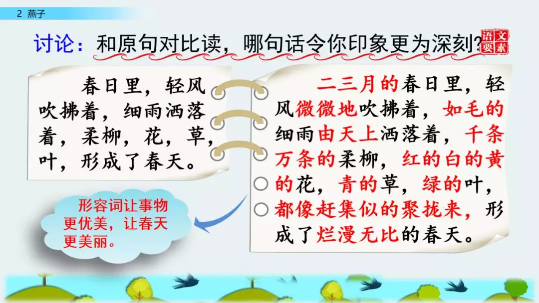 部编版三年级语文下册第二课《燕子》知识点及课堂测试题