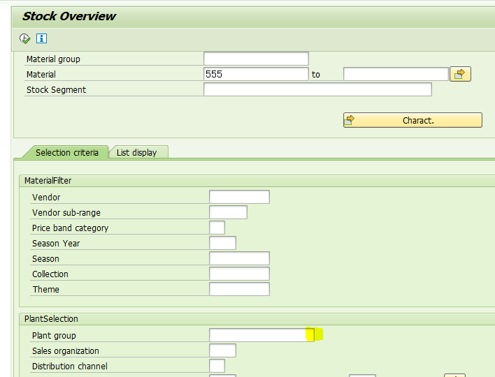 SAP RETAIL 事务代码RWBE查询界面上的Plant Group