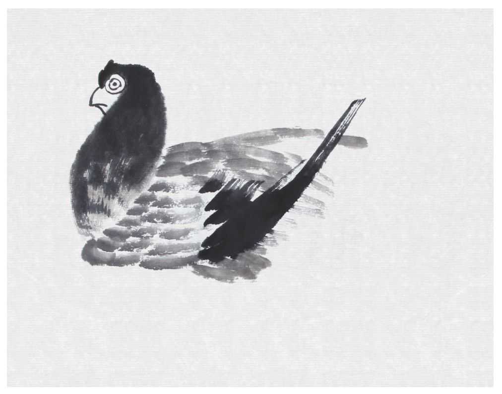 零基础国画教程：分步骤讲解鸽子画法，用浓淡相间的墨色画鸽子