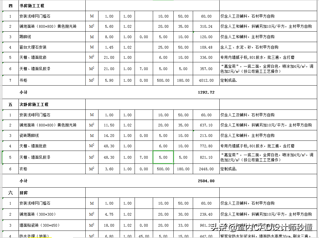 室內設計院300套家裝工裝預算表模板｜材料明細都有你還愁什麼