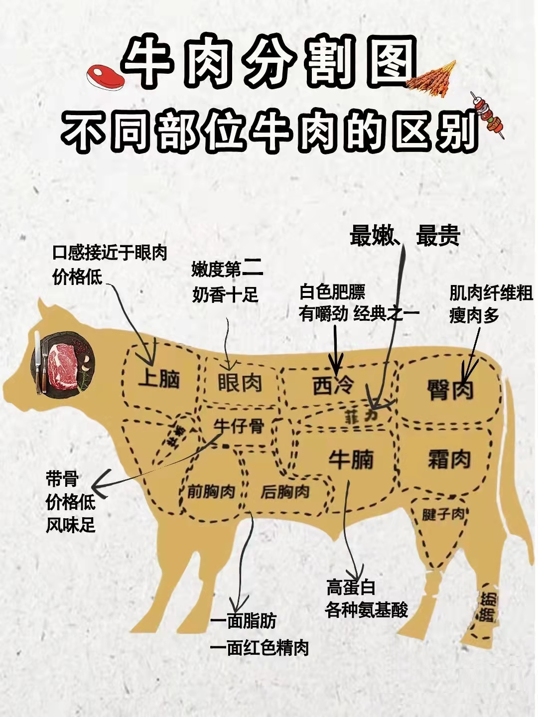 牛肉不同部位區(qū)別，美食口感自然不同