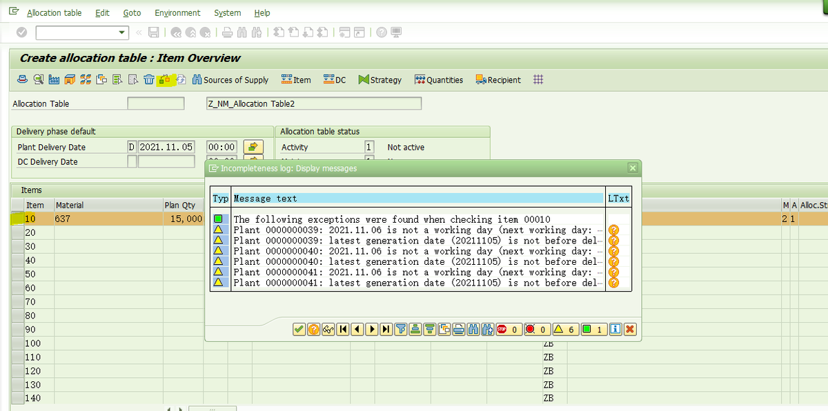 SAP RETAIL建立分配表報錯 -Plant 39 Confirmation date not maintained