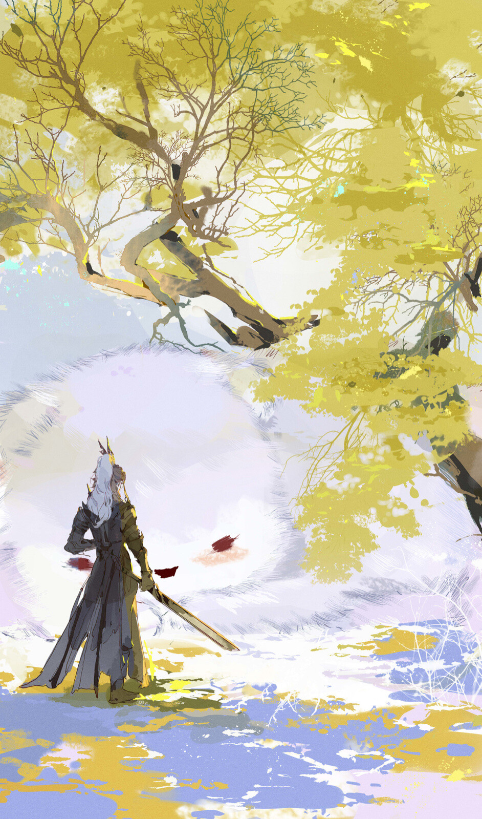 剑三插画壁纸:我有故人抱剑去,斩尽春风未肯归