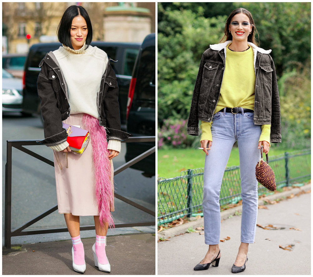 黑色牛仔衣的3套搭配方案，冬天如此穿时髦又高级，想不美都难