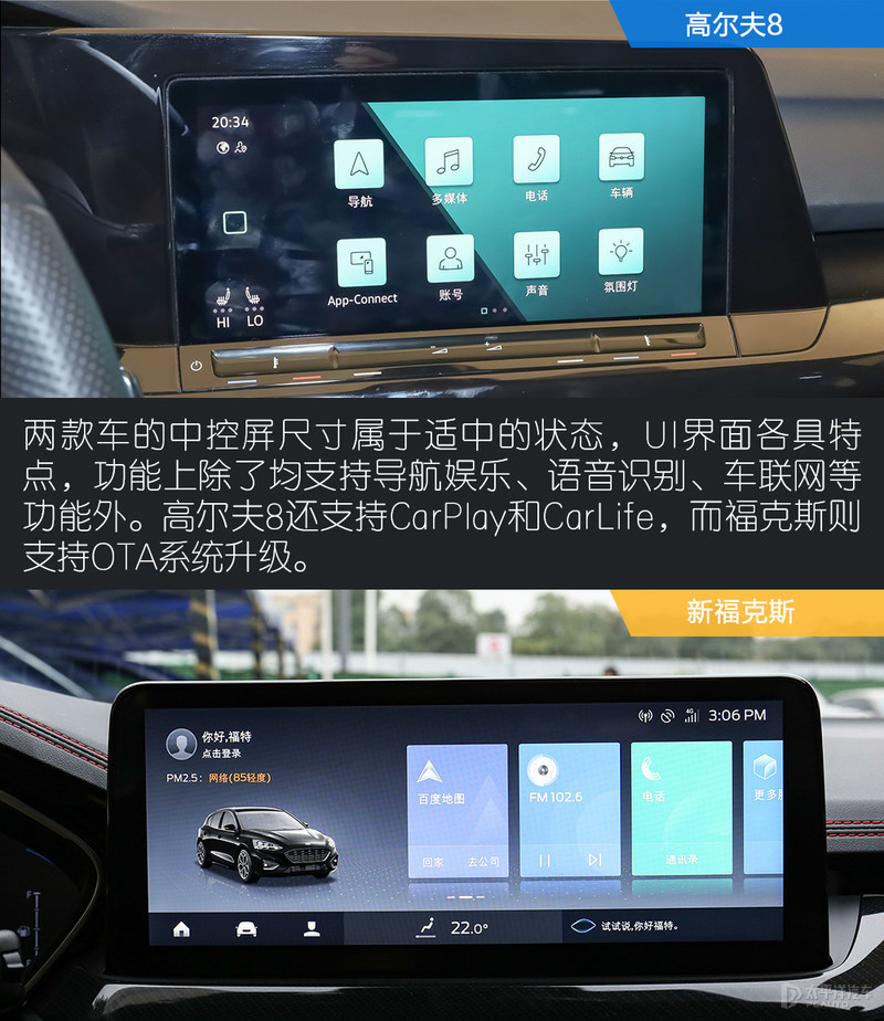 谁是智能新钢炮？高尔夫8对比新福克斯