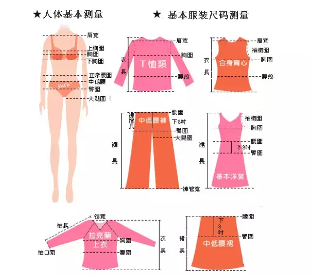 最全的衣服裤子尺码对照表,爱网购服装的同学收藏起来吧