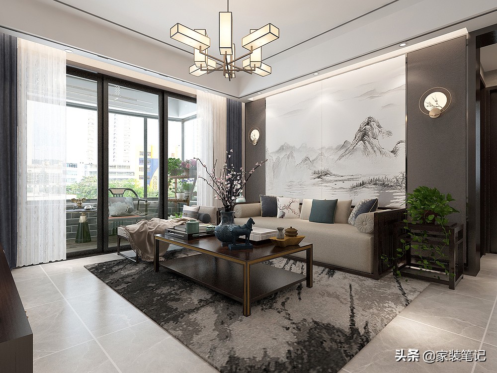參觀一家上海業主的新房裝潢，新中式風裝潢出了特色，客廳很驚艷