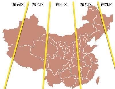 中国五个时区分布图图片