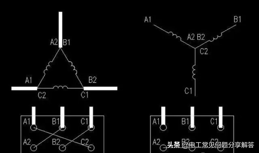 电工第33问：电压为220/380V电动机如何接线，380V如何转接成220V