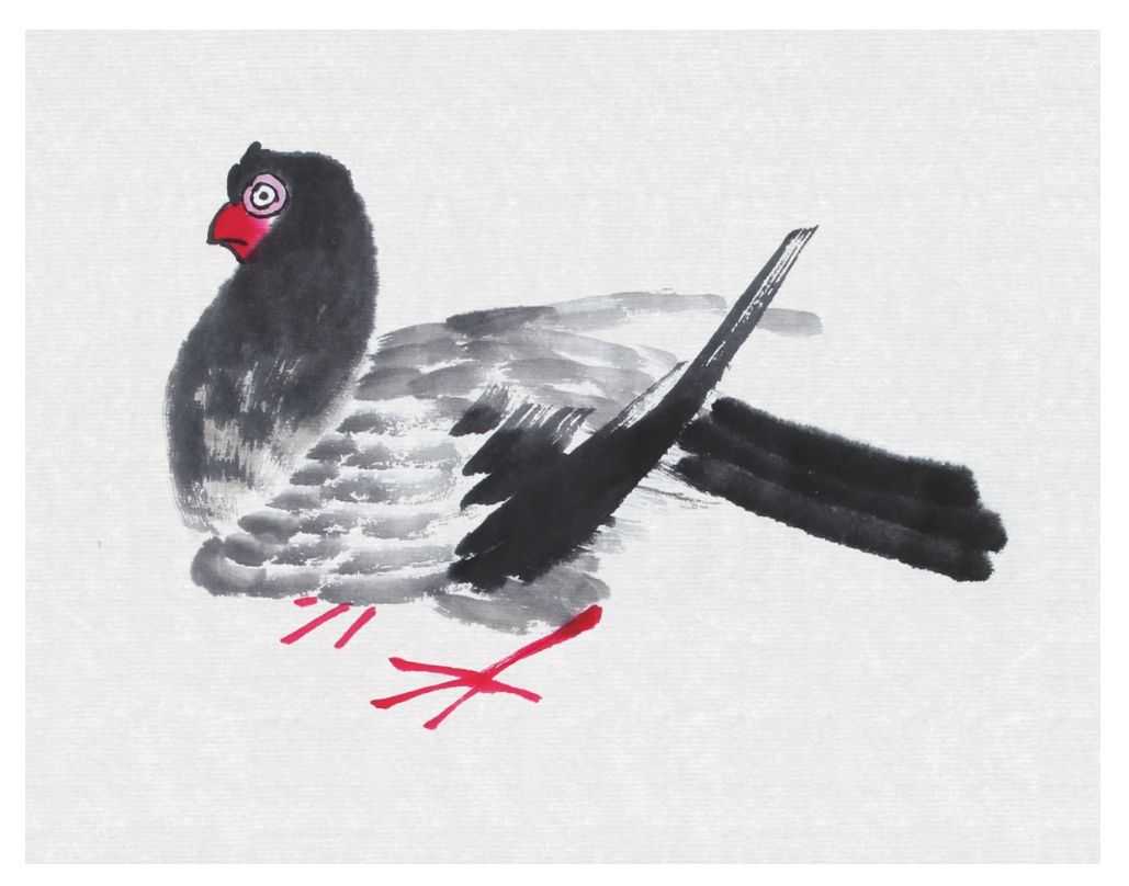 零基础国画教程：分步骤讲解鸽子画法，用浓淡相间的墨色画鸽子
