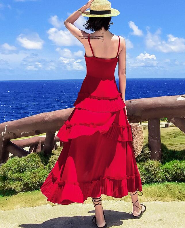 8款红色沙滩裙，海边度假拍照，女神仙美穿搭法