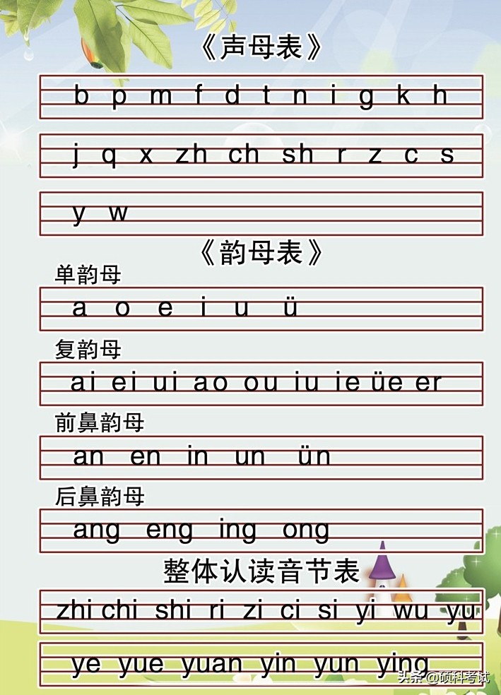 声母,韵母,单韵母,复韵母,整体认读音节,音节,你还记得吗?