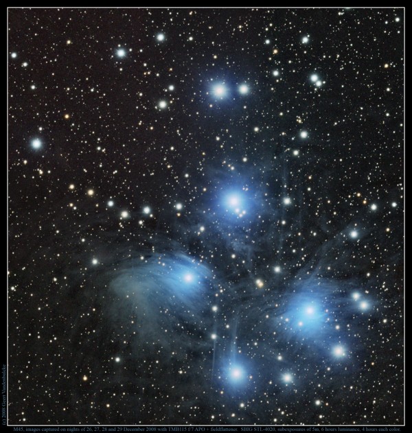 《梅西耶星表》M45︱七仙女的故事就起源于金牛座中的昴宿星团