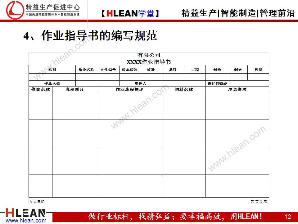 「精益学堂」标准化作业指导书的作成方法