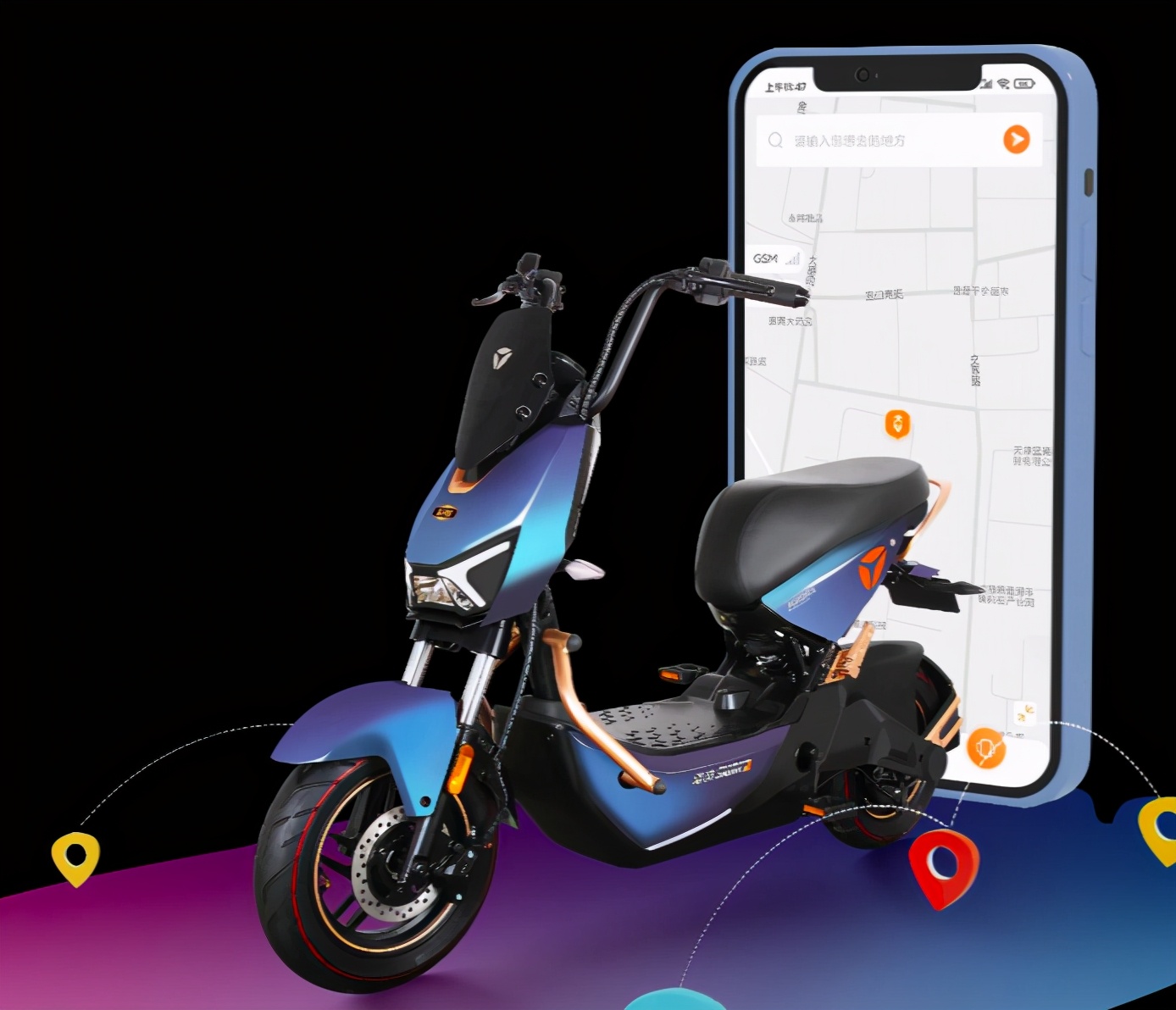 冠智极光配备了一键启动,四色炫彩和炫音仪表,重力感应骑行坐垫,智能