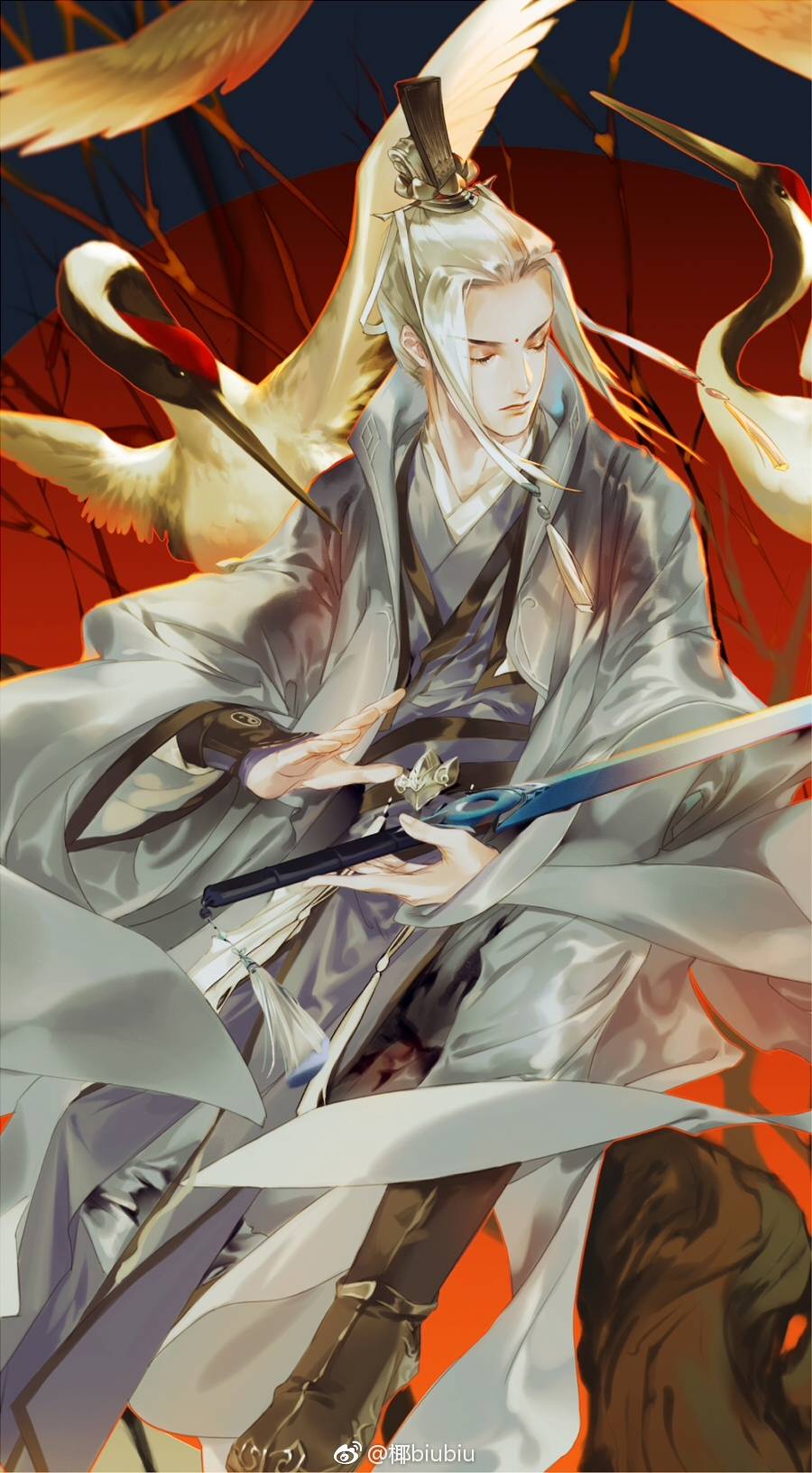 剑三插画壁纸:我有故人抱剑去,斩尽春风未肯归