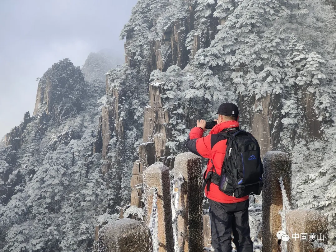 黄山雪后初霁,日出云海齐现美如仙境