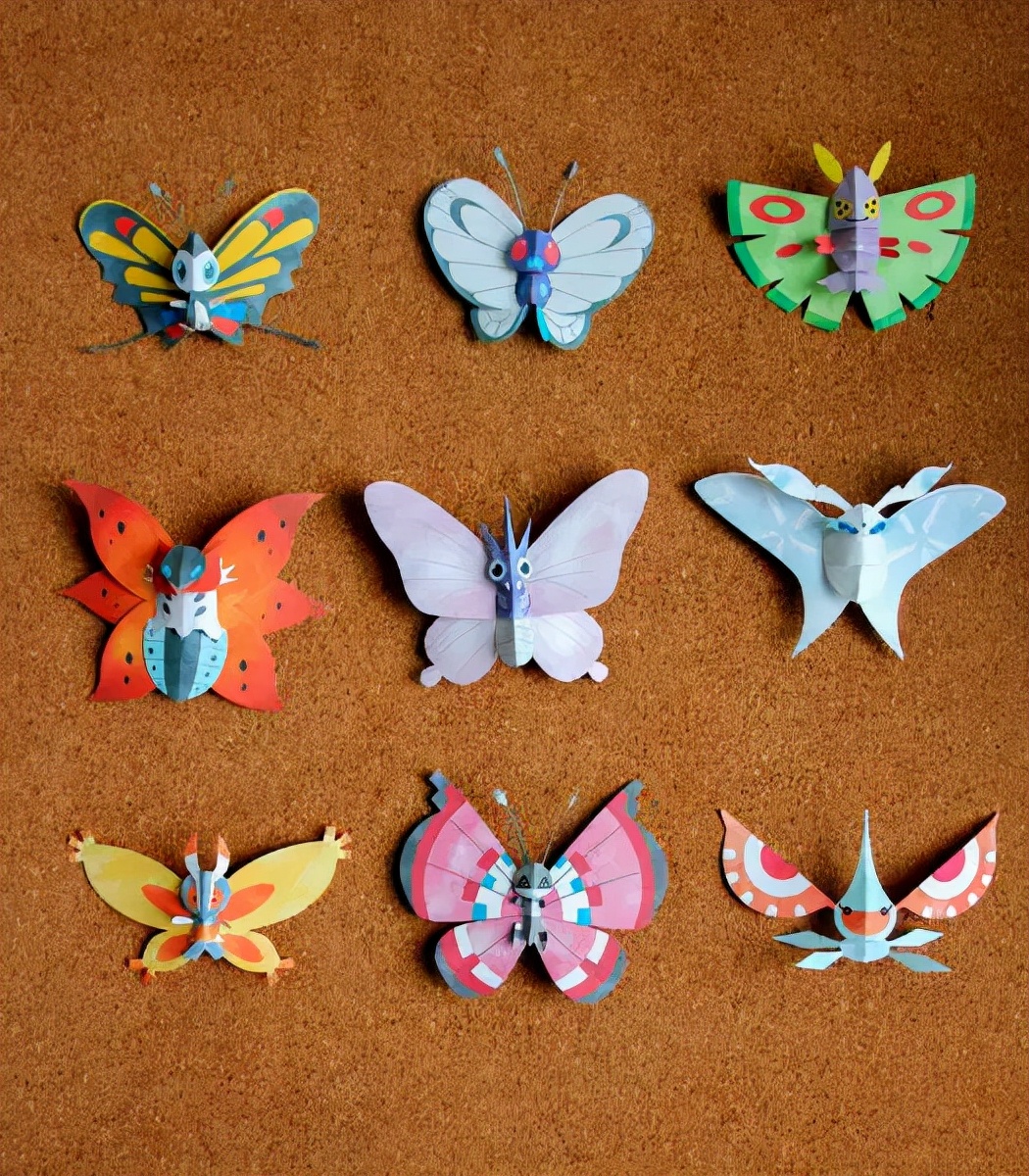 推主以剪纸艺术制作《精灵宝可梦》昆虫标本趣味创作