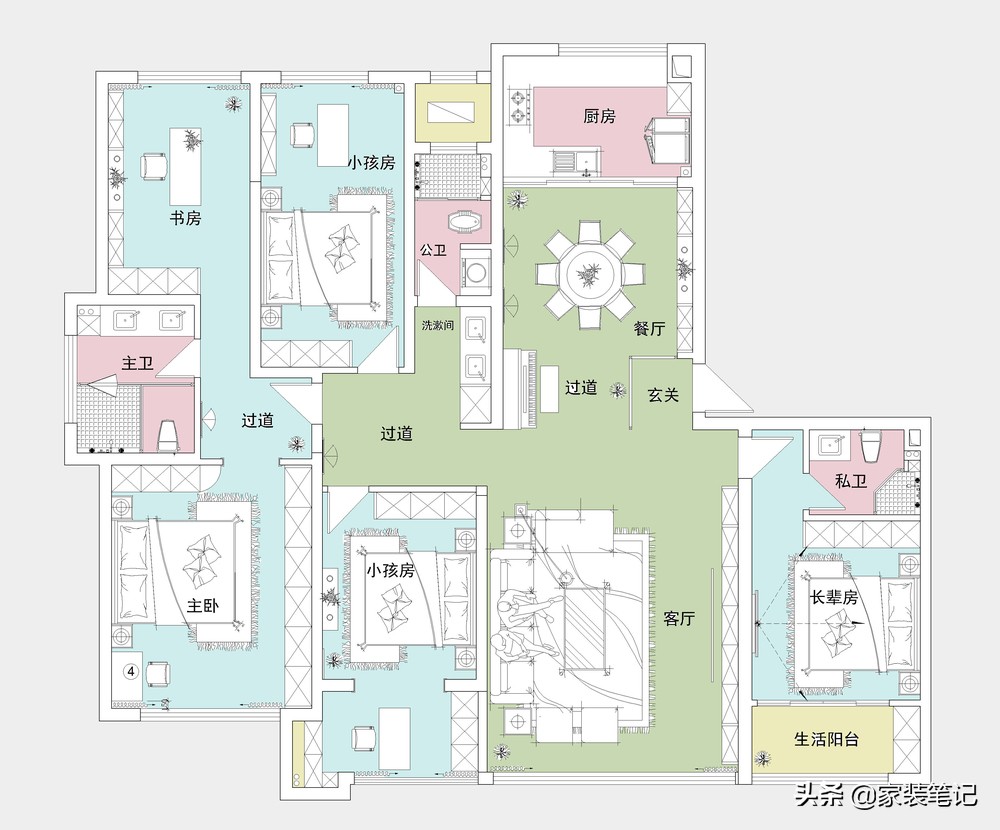 长沙夫妻的195㎡新中式装修，空间大气、敞亮，整体精致又有品位