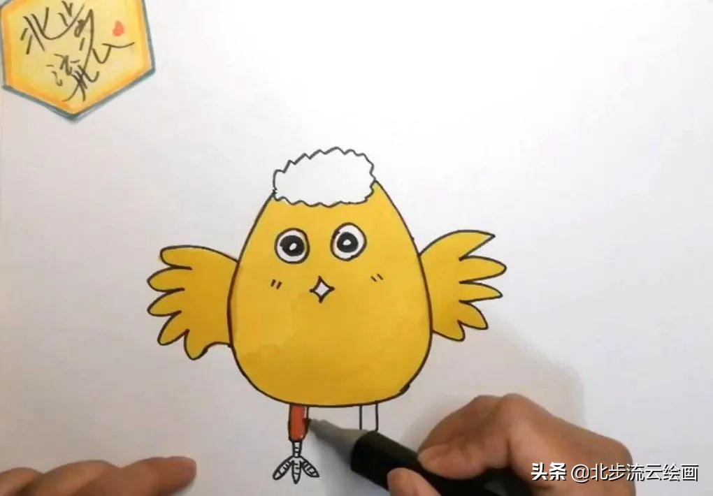可爱的小鸡儿童画，简单易学，小朋友们学会了吗？