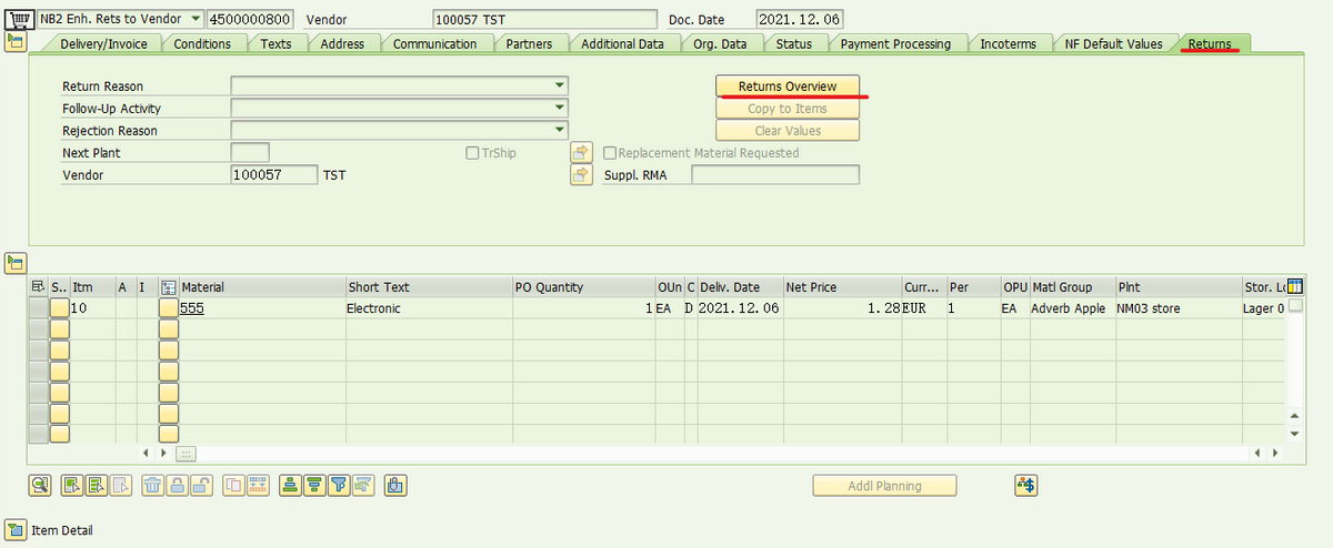 SAP MM 外部采购流程里的Advanced Return Management