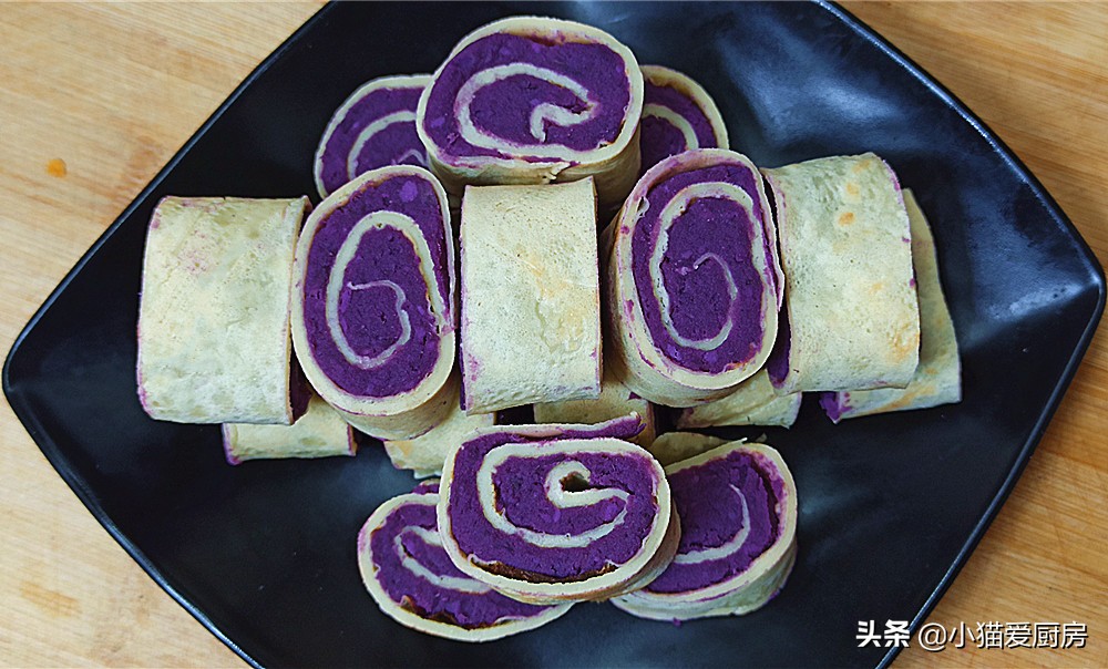 图片[3]-【紫薯鸡蛋饼卷】做法步骤图 味道香甜软绵 两盘都不够-起舞食谱网