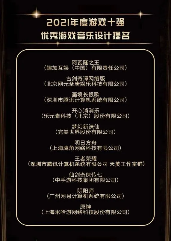 FunPlus《阿瓦隆之王》获2021年游戏十强·优秀游戏音乐设计提名