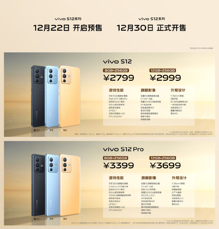 vivo S12系列正式发布：5000万定制前摄+1.08亿像素主摄，2799起售