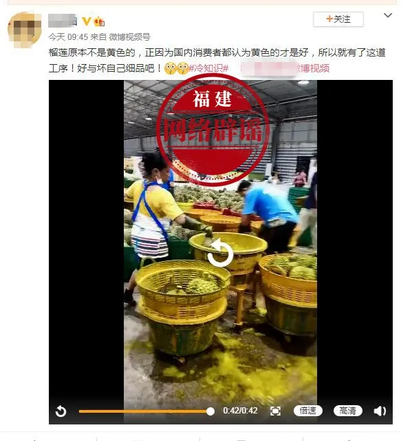 网传“榴莲染黄色是因为消费者颜色偏好”？不实