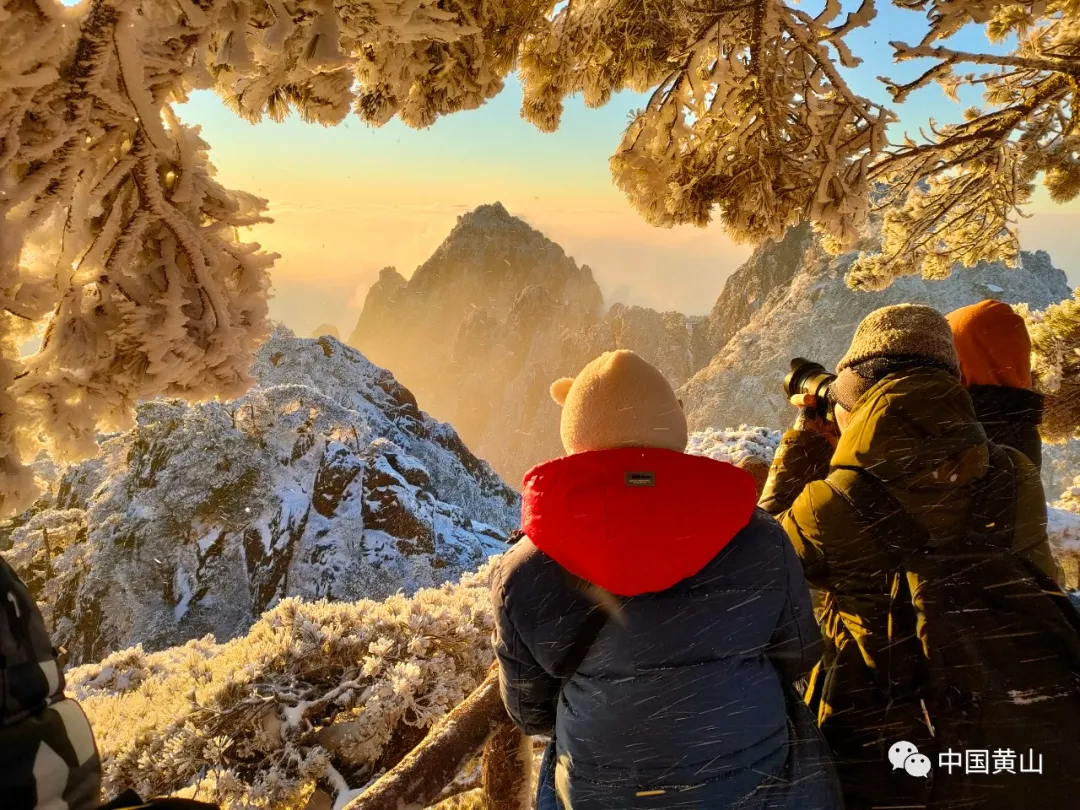 黄山雪后初霁,日出云海齐现美如仙境