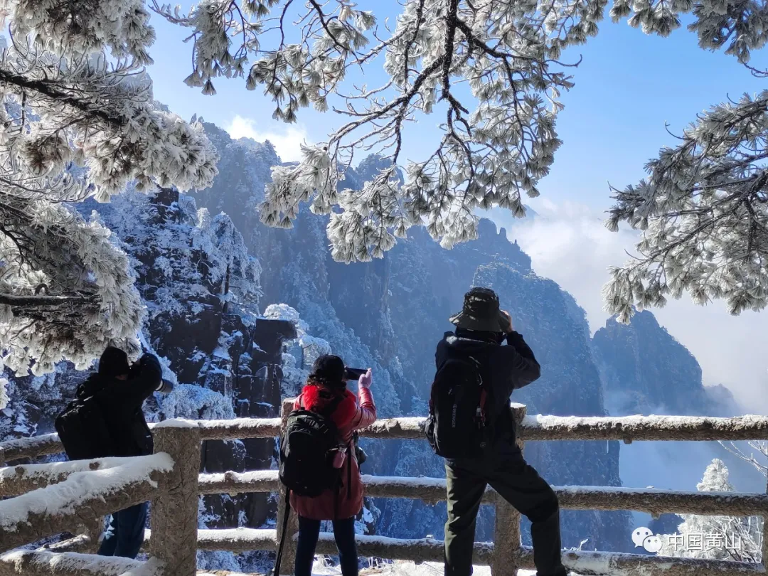 黄山雪后初霁,日出云海齐现美如仙境