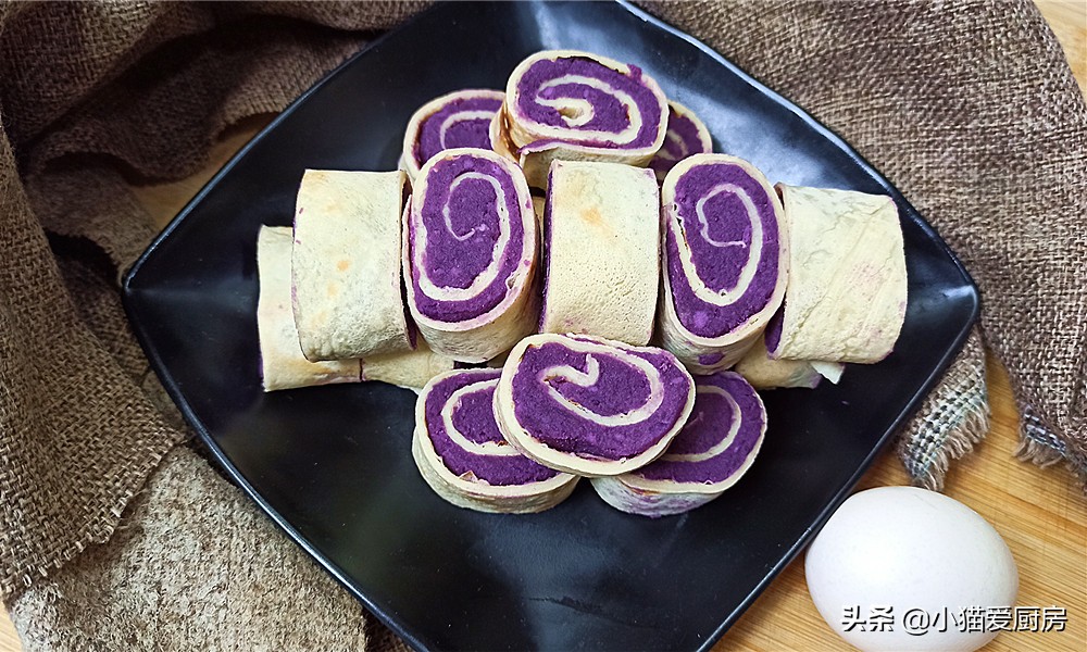 图片[2]-【紫薯鸡蛋饼卷】做法步骤图 味道香甜软绵 两盘都不够-起舞食谱网
