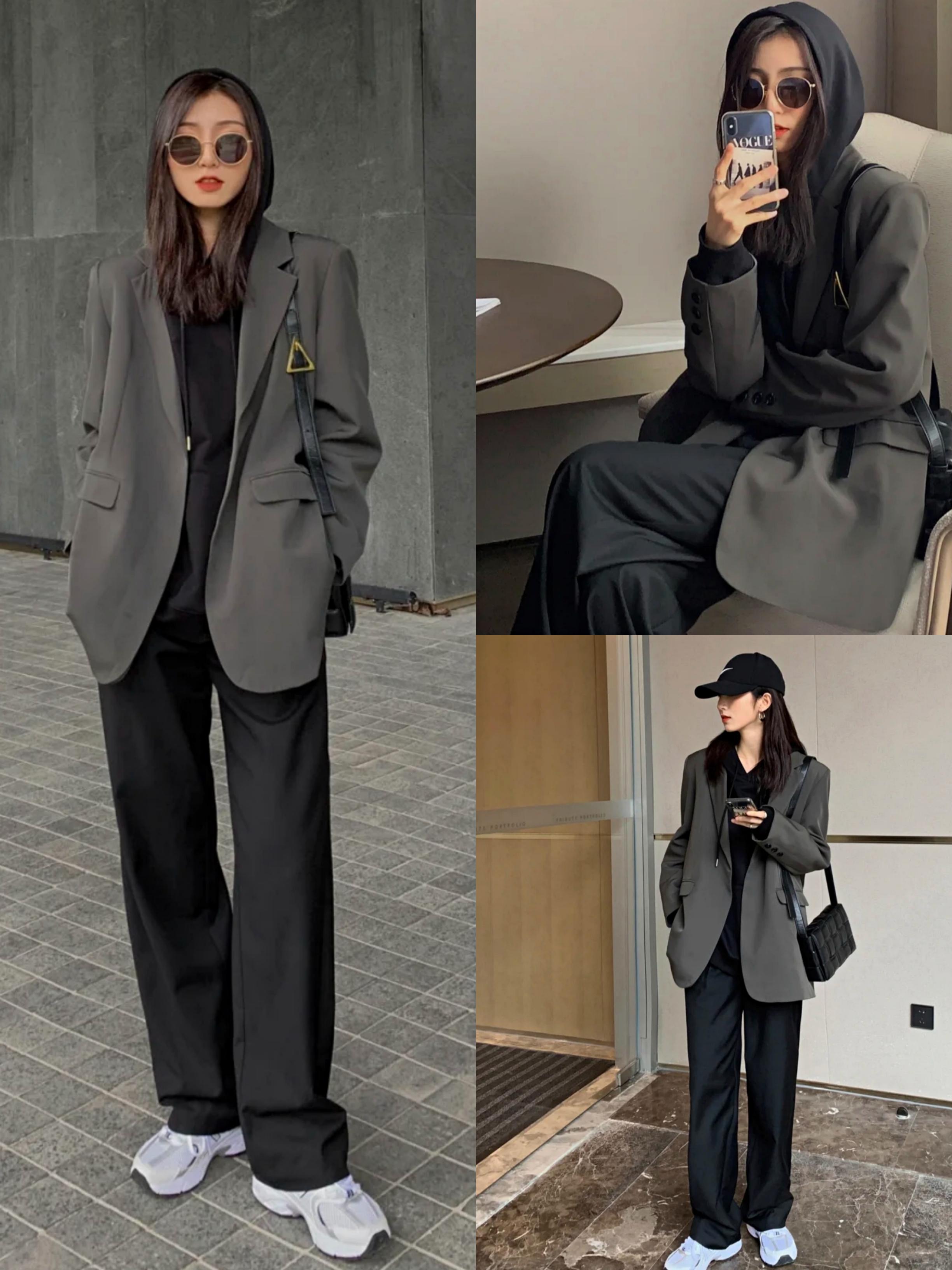 秋冬“灰+黑”太好看了！N组简约舒适的穿搭方式，不怕你不动心