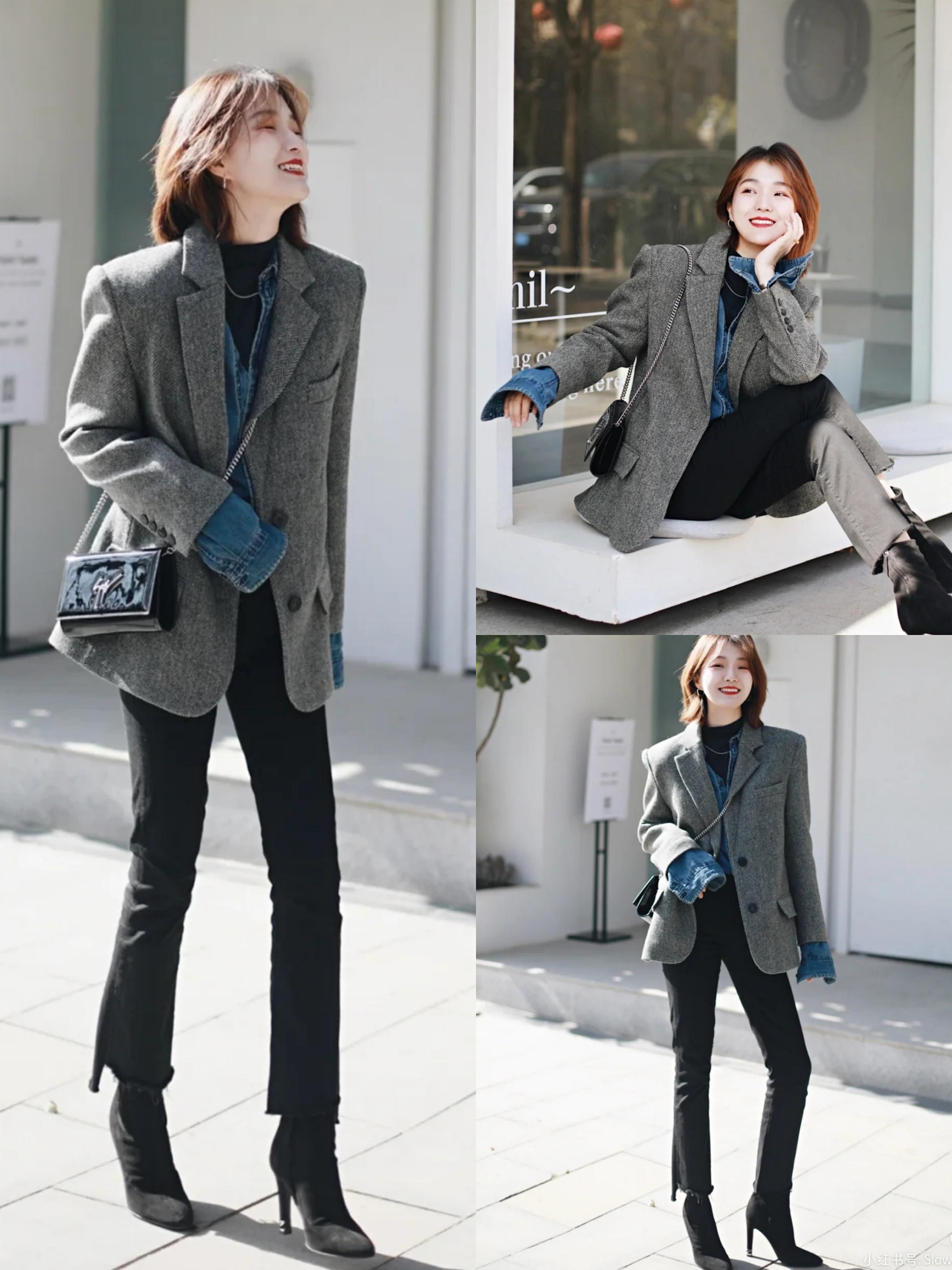 秋冬“灰+黑”太好看了！N组简约舒适的穿搭方式，不怕你不动心