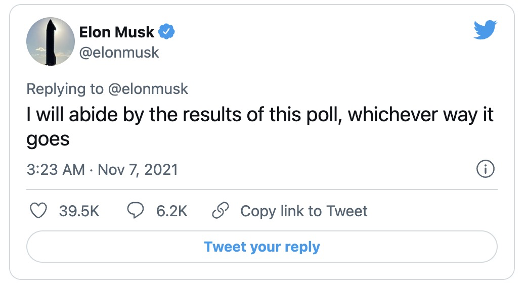 减持公告还可以这么发？马斯克Twitter发问“为了纳税，出售10%特斯拉可行否？”