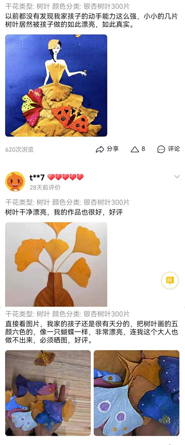 银杏叶成商品，价格从几元到数百元不等，买家当礼物送孩子